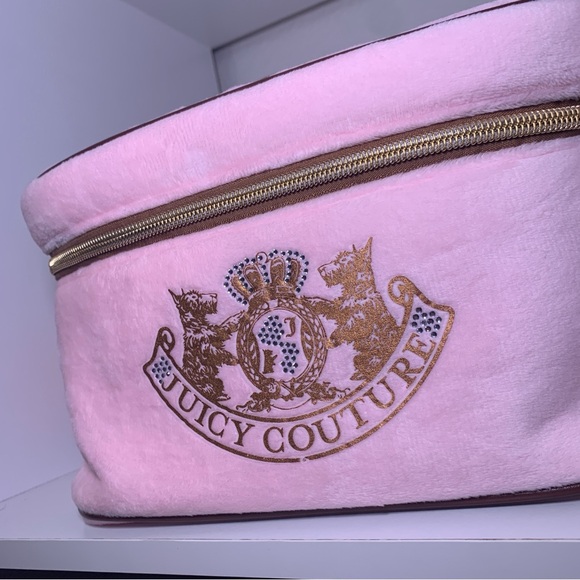 NWT Scottie Dog Juicy Couture Pink Velour Makeup Bag Cosmetic Case Travel Crown - Picture 4 of 16